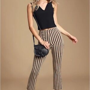 Billabong Black and Tan Striped Flare Pants in Size Medium